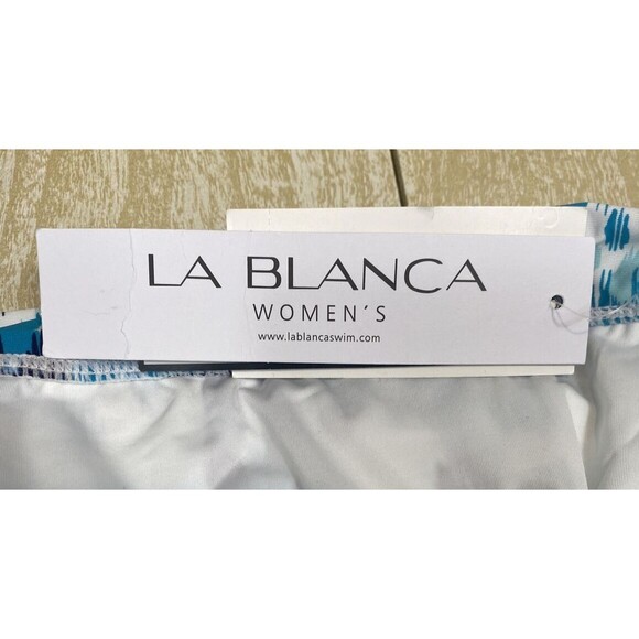 NWT La Blanca Womens Sz 22W Shirred Tummy Control Band Bikini Bottoms Aquamarine - Picture 5 of 7